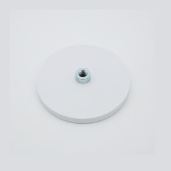 Aimant Néodyme Anti-Glisse Ø66 Téton Taraudé M6 Blanc