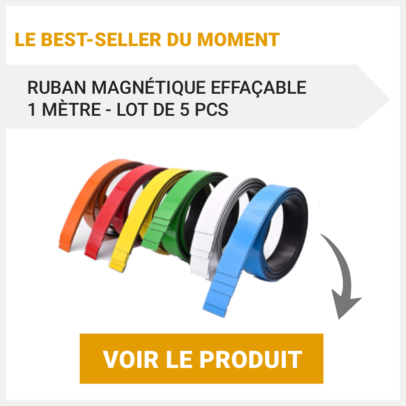 Ruban Magnétique Effaçable 1 mètre - Lot de 5 pcs